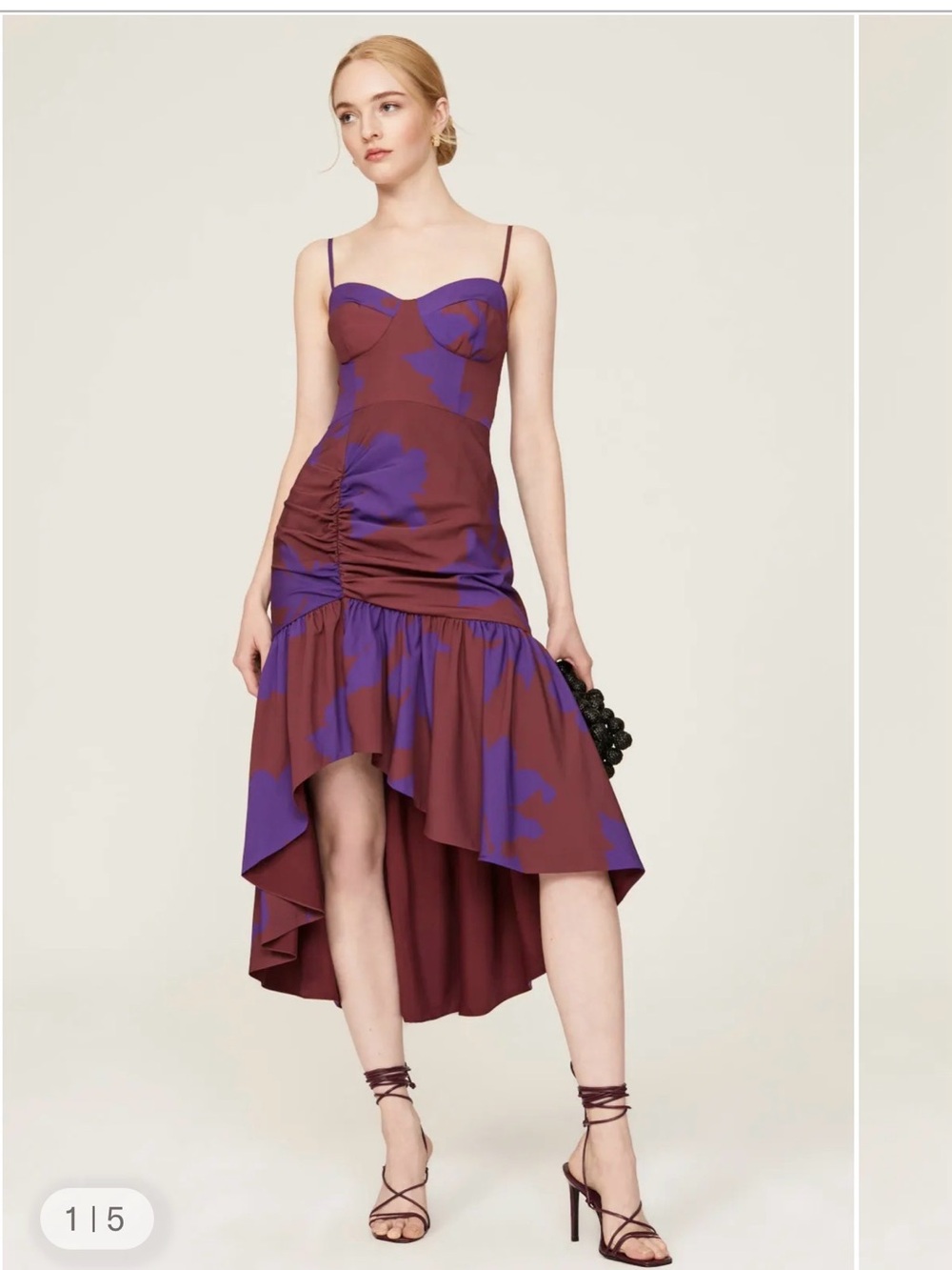 Hutch Purple and Burgundy Floral Midi Dress - - Picture 5 of 5